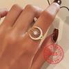 925Pure Silver Shiny Synthetic Zircon Star and Moon Open Ring for Women, Casual Party Accessory