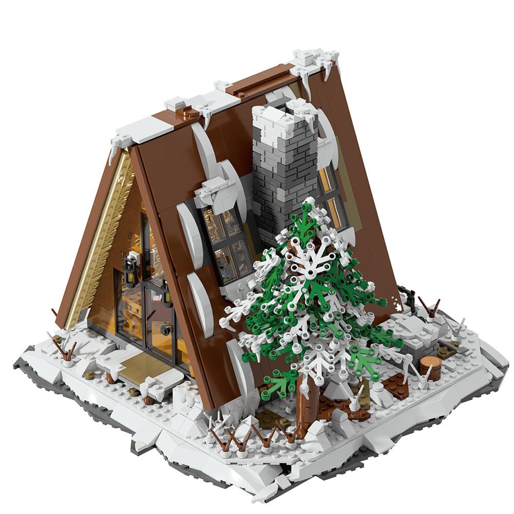 Non-Toxic 1508Pcs A Type Snow House Building Blocks Pine Tree Cabin Model Bricks Winter Holiday Desktop Decoration Kids Diy Toys Gifts