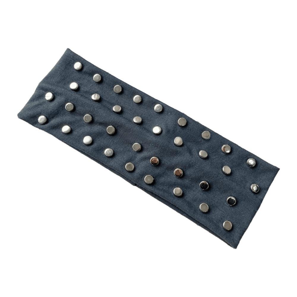 

Solid Color Rivet Headbands Korean Style Elastic Hair Band Fashion Punk Headwrap Hair Accessories серый