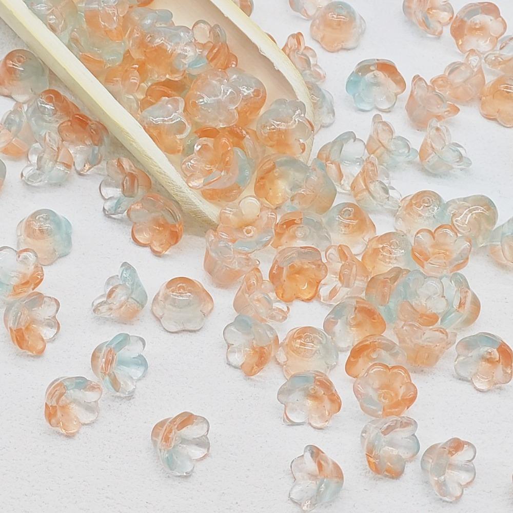 50pcs/set Accessories Bellflower Glass Beads Glass Beads Trumpet Flower Shape Glass Beads  Women