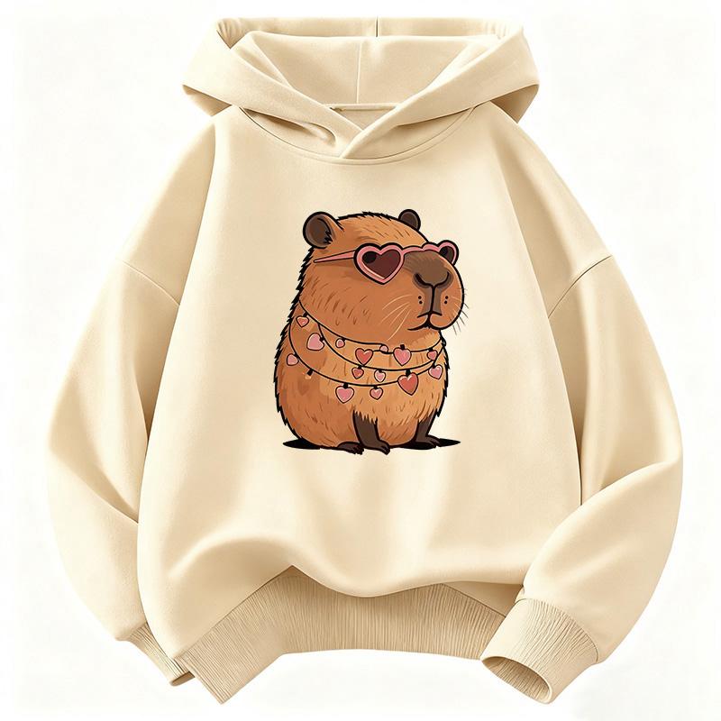 Streetwear Capybara Printed Hooded Kids Children's Sweatshirt Cute Hoody for Boys Girls Autumn Spring Casual Hoodies