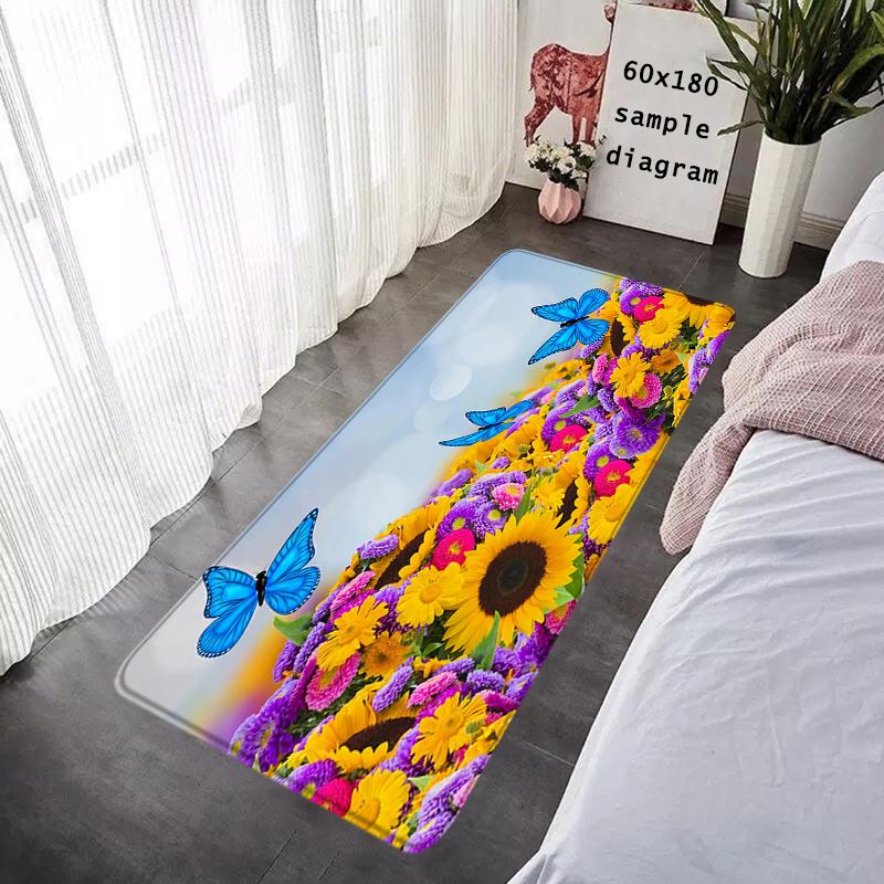Door Mats Interior Foot Rug Sun Flower Welcome Floor Mat Rectangle Soft Hallway Carpet Kitchen Rugs Fluffy Home Decoration