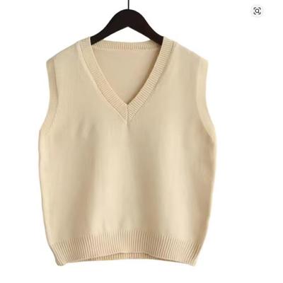 Ärmelloser V-Ausschnitt Strickweste Damen Koreanische Mode Strickwaren Frühling Herbst Einfarbig Alleskönner Pullover Westen Tops