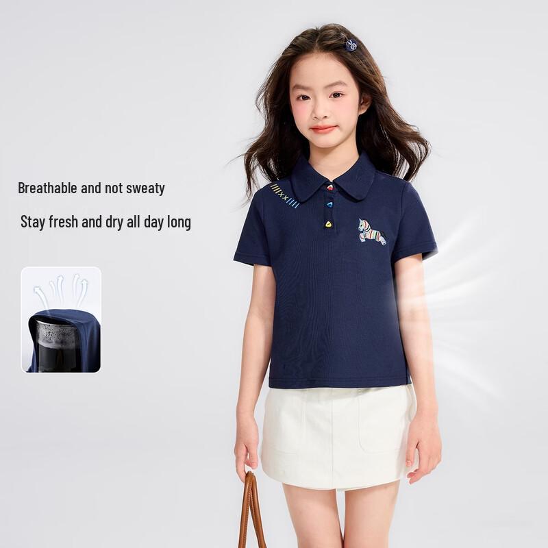 Girls' Embroidered Polo Short Sleeve T-Shirt