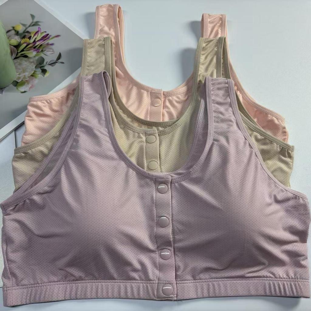 Modal Bamboo Fiber Front-Opening Bra for Plus Size, Middle-Aged, and Elderly - Vest Style