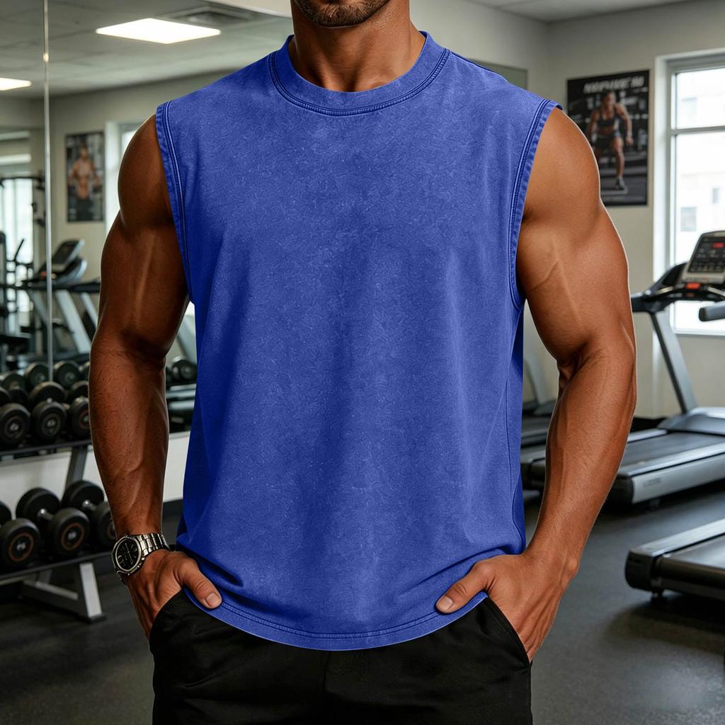 Canotta da uomo senza maniche 100% cotone stile americano lavata tie-dye maglia da palestra gilet casual estivo