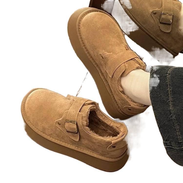 Thick-soled snow boots winter new velvet warm Birkenstocks fluffy shoes cotton shoes