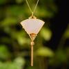 Designer Original  Inlaid Fan-Shaped Lotus Pendant Necklace Elegant And Exquisite Tassel Palace Style Retro Ladies Jewelry