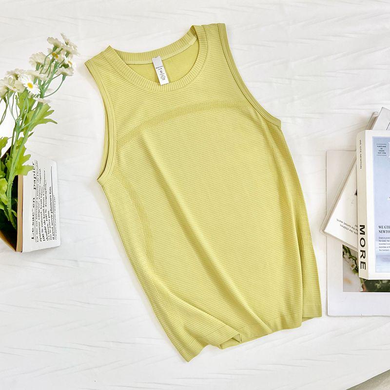 

Лето ~ Горячий американский ~ Верхняя одежда для бега, дышащая спортивная накидка, жилет, женский облегающий, стройнящий, без рукавов, топ для йоги Cream yellow S (weight within 47.50kg)