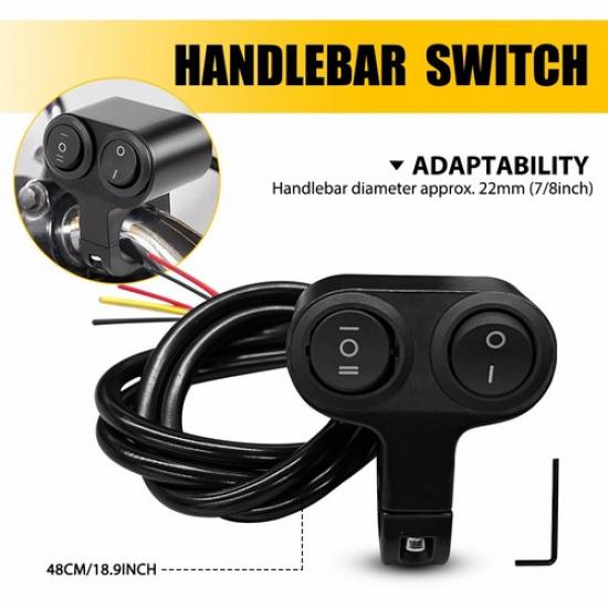 7/8" Motorcycle ATV Dual Button On Off Switch Handlebar Headlight Fog Spot Light