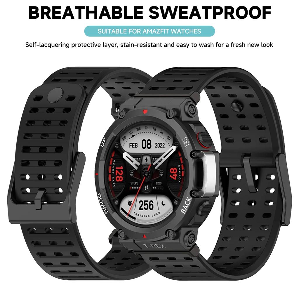 Breathable Silicone Strap for Huami Watch Amazfit T-Rex 3 T-Rex2 Sport Band for Amazfit T-Rex Pro/ultra Martwatch Bracelet