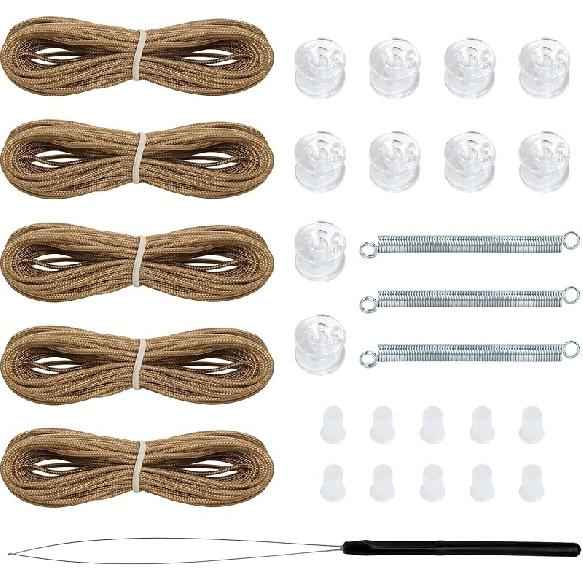 NOVINO RV Blinds Repair Kit For Camper Window, Pleated RV Shade Repair Kit, Camper Blinds String Maintain For Day Night Pleated Window Shade-Tan