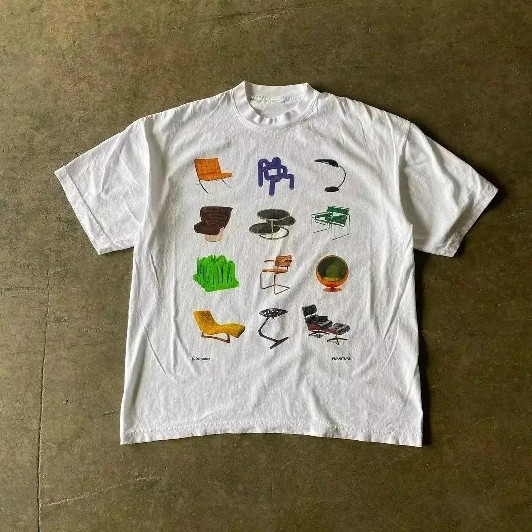 Womens(Unisex) Graphic T Shirt S-4XL White Cotton Y2K Fruit Cherry Car Tee Top 3XL