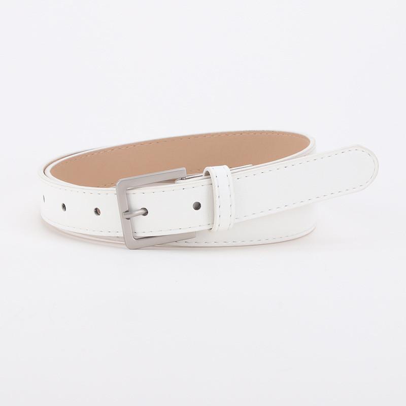 Minimalist Womens Pu Belt With Gold Alloy Buckle For Casual And Office Wear