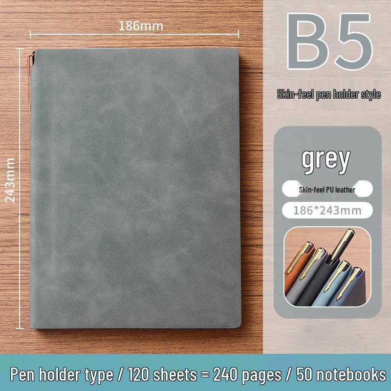 A5 Soft Leather Suede Notebook with Custom Logo - Simple B5 Business Meeting Journal, Large Thick Diary