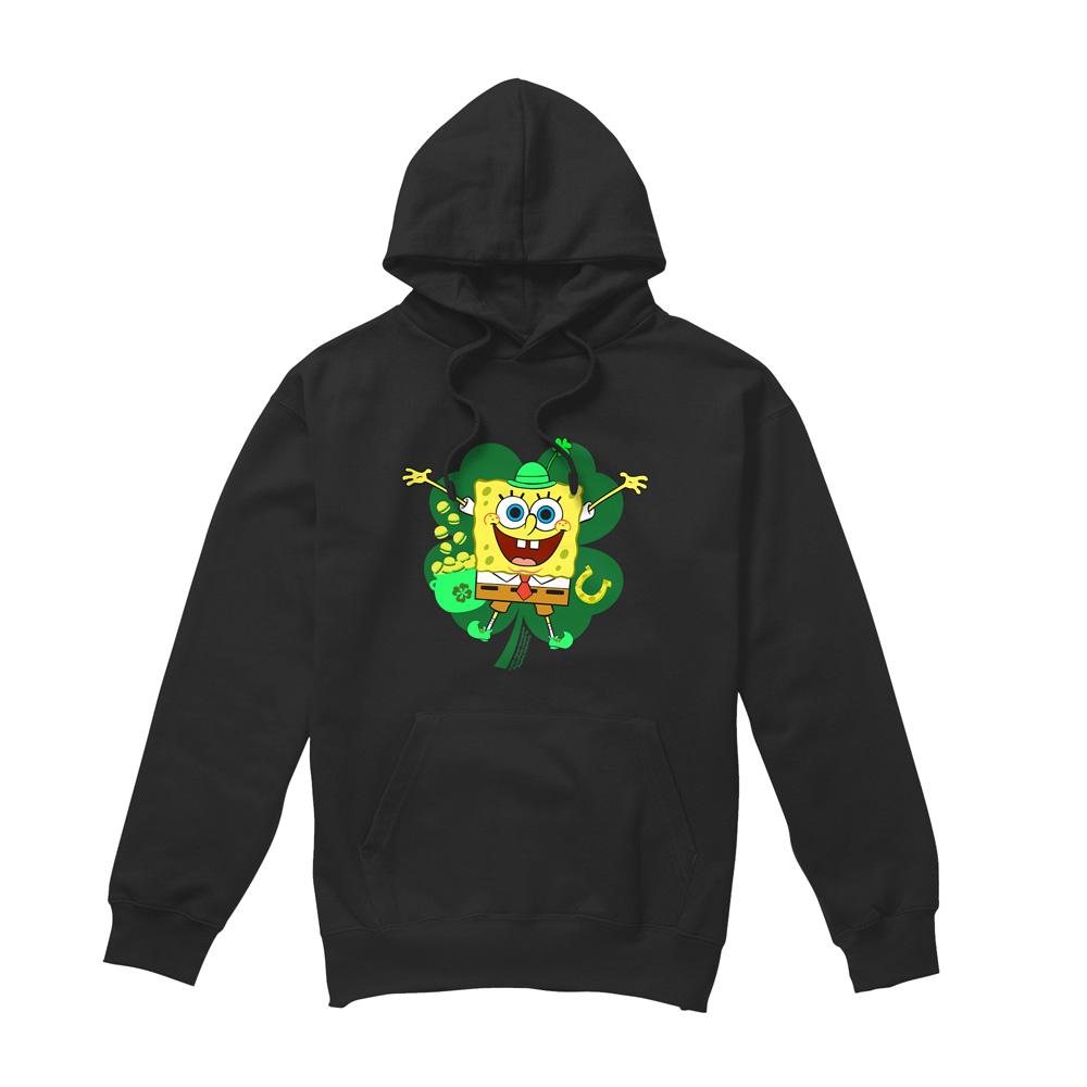 SpongeBob SquarePants Mens Spongey Four Leaf Clover St Patricks Day Hoodie