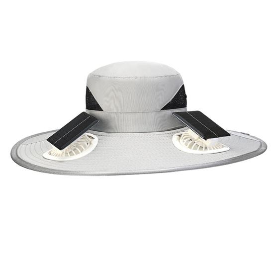 Solar Fan Bucket Hat Adjustable Wide Brim Sun Hat with Built-in Solar Panel Cooling Fan Hiking Fishing UV Protection Hat