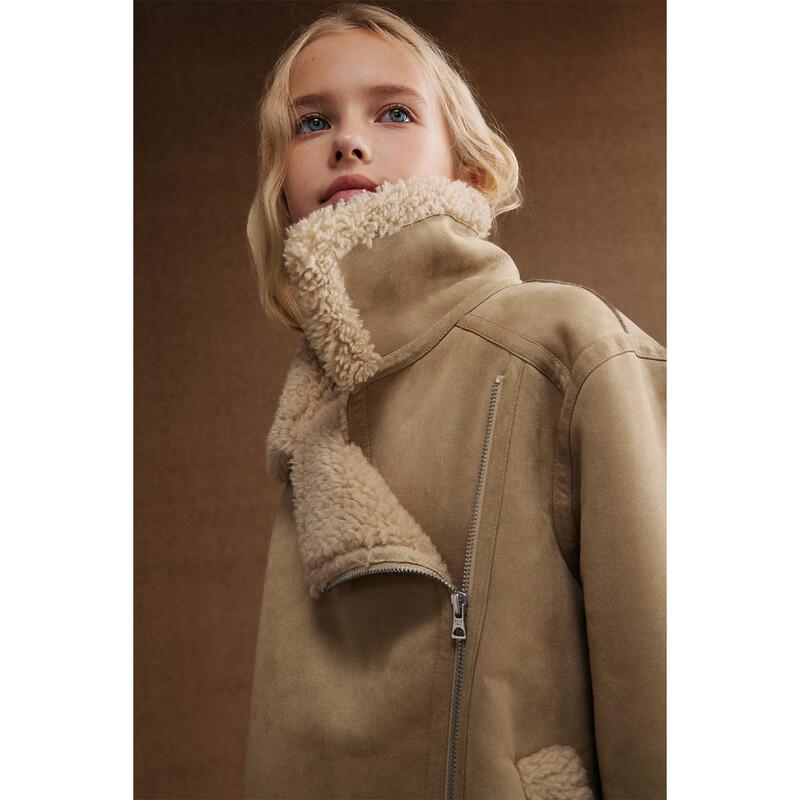 ELLE KIDS Girls' Faux Suede A-Line Winter Jacket