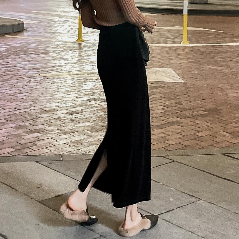 

Golden Velvet Women s Mid-Length High-Waisted Slimming Pencil Skirt (Spring/Autumn 2026). M (100-115 lbs)