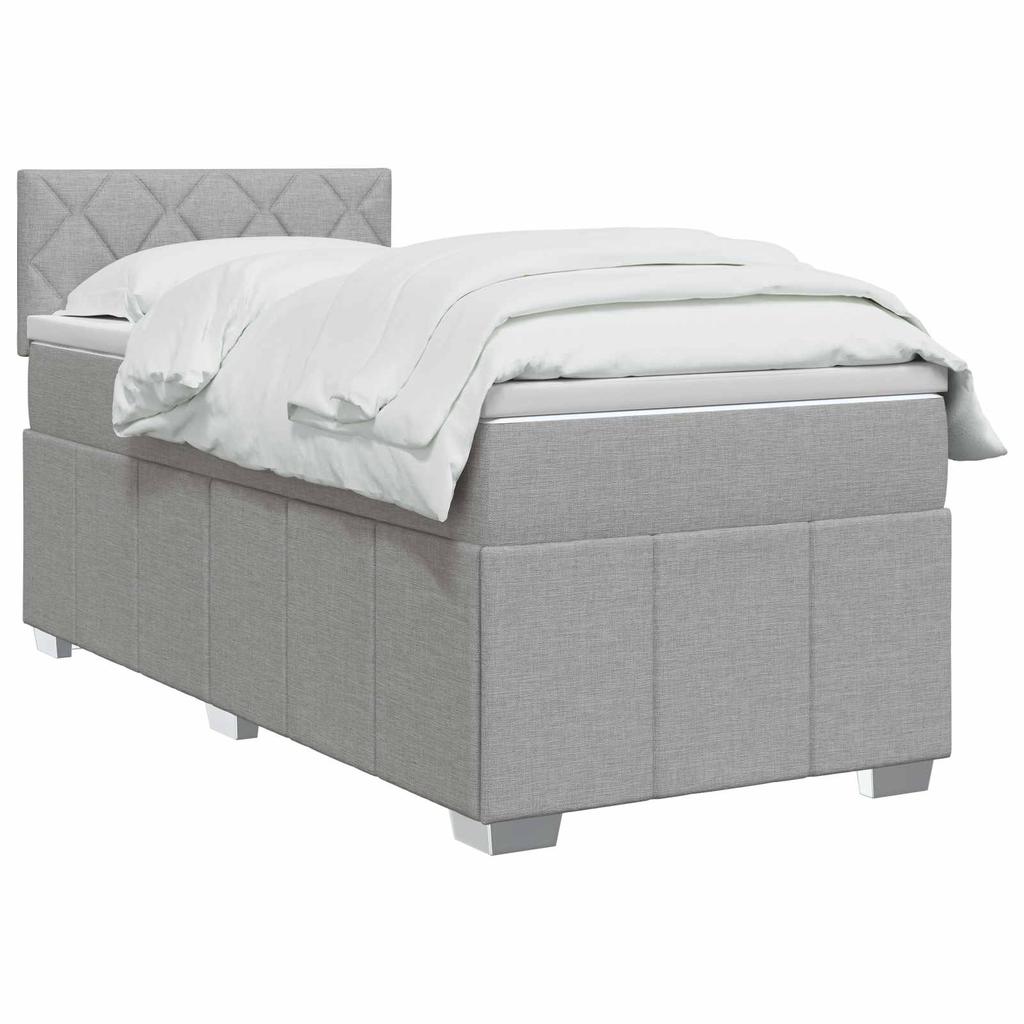 Box Spring Bed with Mattress Light Gray 80 x 200 cm Fabric