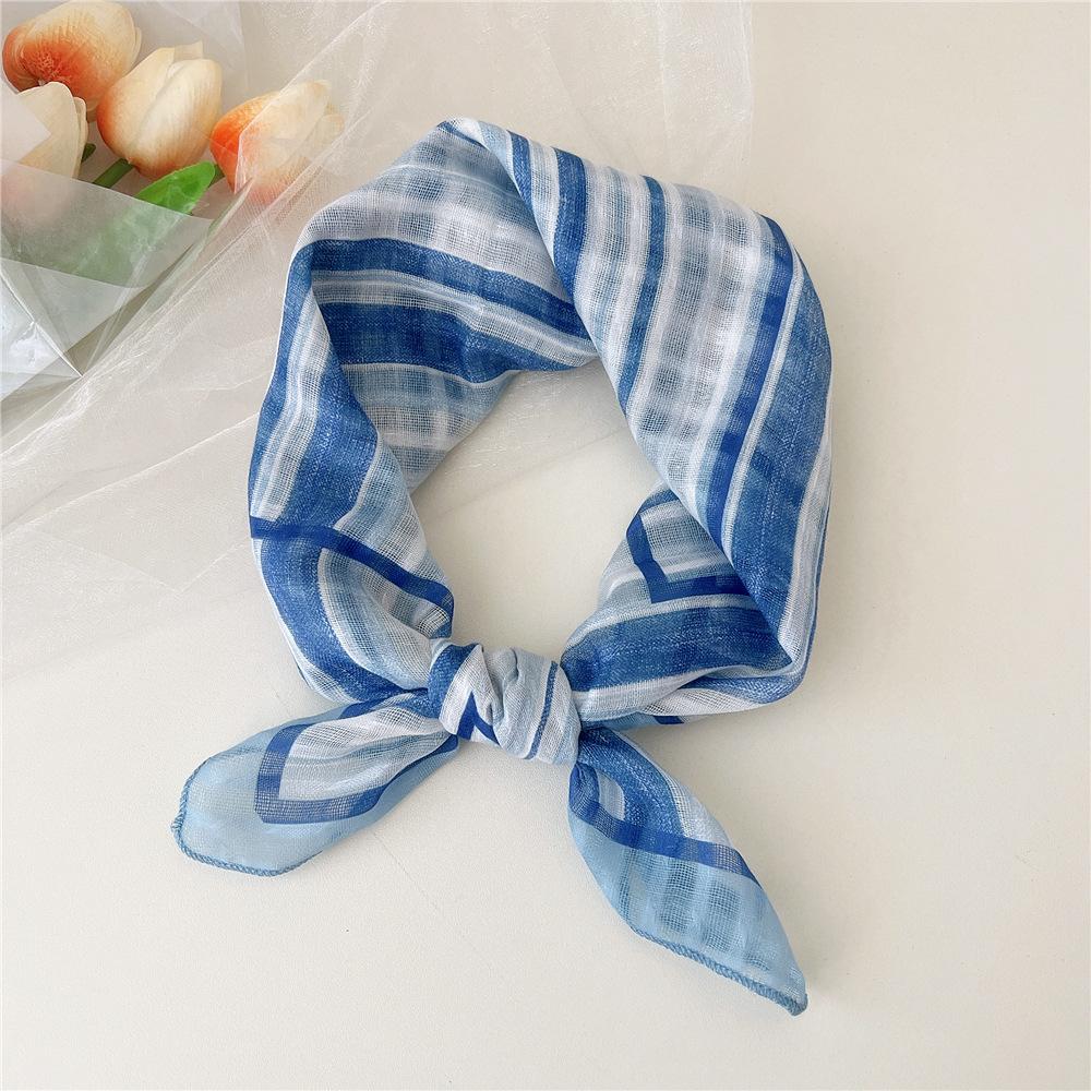 Eșarfă pătrată mică din bumbac și in Eșarfă din mătase Primăvară și toamnă pentru femei Stil nou artistic și versatilă la modă Esarfă cu bentiță cu temperament