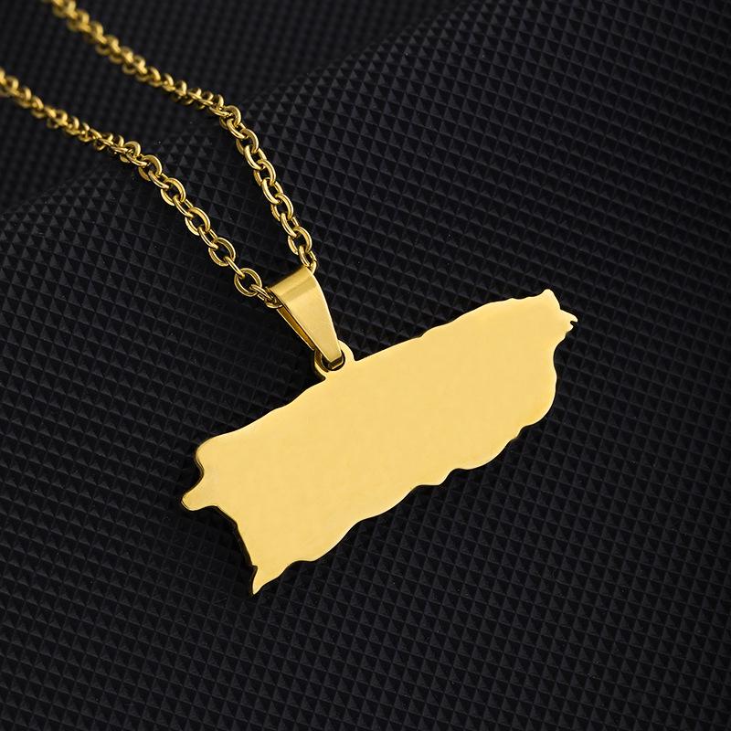 Stainless Steel Puerto Rican Heart Pendant Necklace for Men and Women