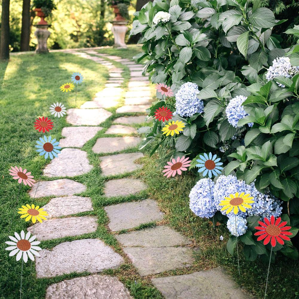 10pcs Colorful Decorative Garden Stakes Creative Garden Floor Plugs Crafts Flower Ground Stake  Yard