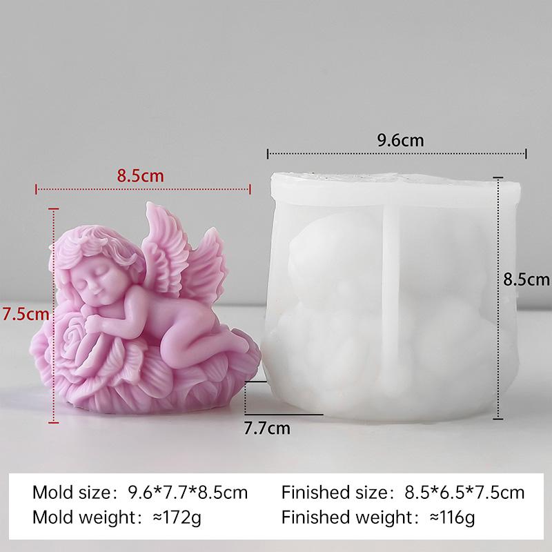 3D Rose Baby Angel Silicone Mold Handmade Aroma Candle Plaster Ornament Mould DIY Angel Home Decoration Crafts Making Molds