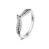 CopperPlated Modern Wave Cocktail Ring Brilliant Clear Crystal Fine Jewelry For Women And Teens