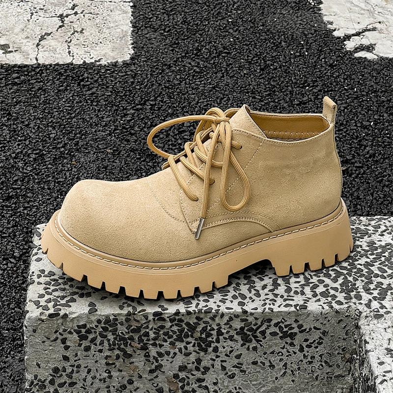 Large Size Men's Casual Tooling Work Boots Original Leather Shoes Cowboy Platform Desert Boot Outdoors Autumn Winter Ankle Botas