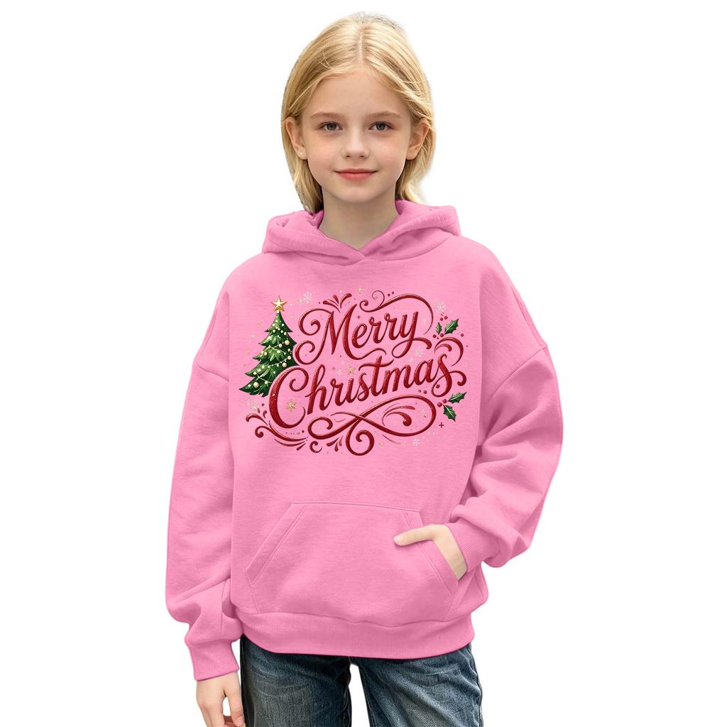 Boys and Girls Christmas Hoodie Sweatshirt Casual Comfortable Pullover Top for Holiday