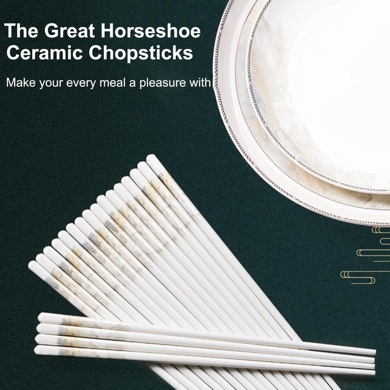 10 Pairs Ceramic Chopsticks Ceramic Chopstick Utensils Dishwasher Safe Portable Heat Resistant Exquisite Kitchen Accessories