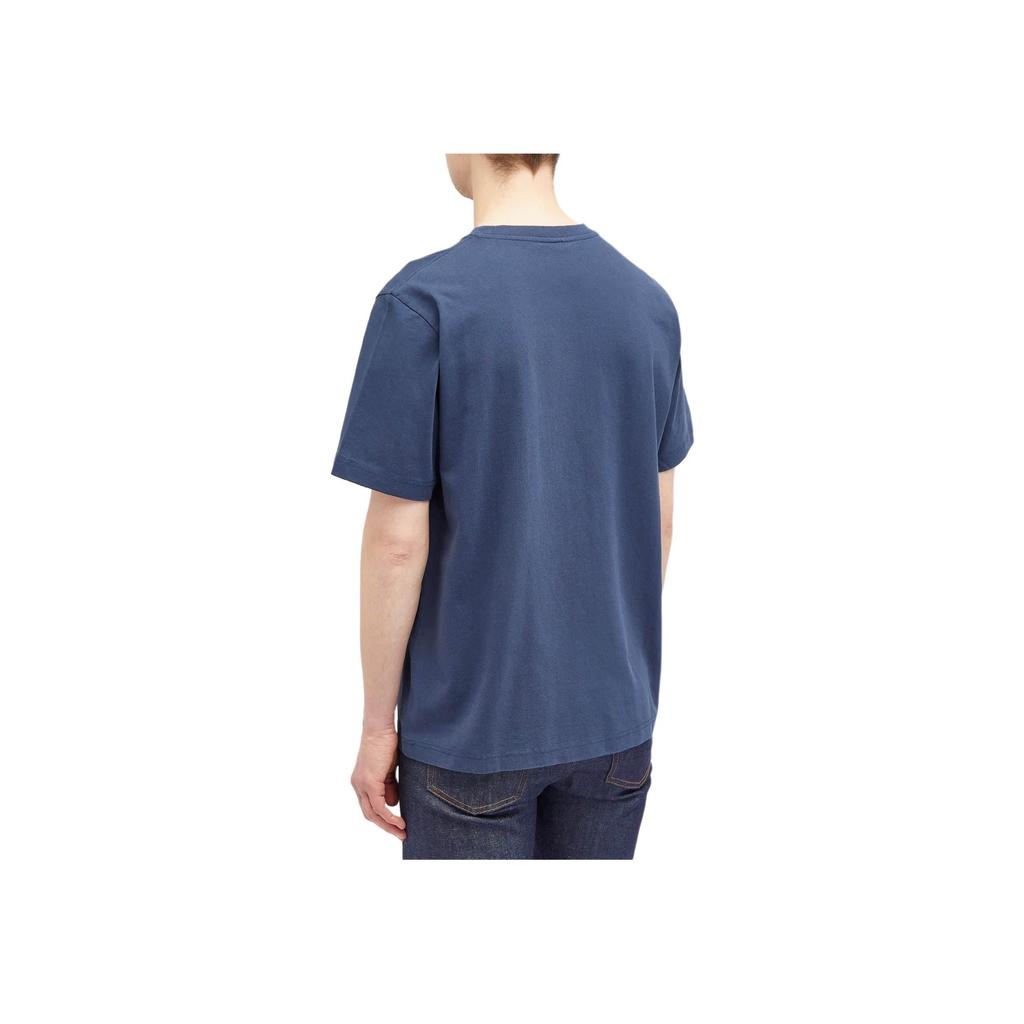 Maison Kitsune Ss24 Solid Color Logo Patch Crew Neck Short Sleeve T-Shirt Men T-Shirts Navy-Blue MM00127KJ0118-P476