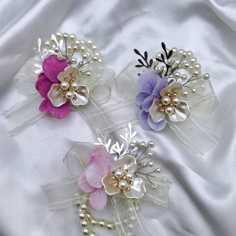 1Pc Pearl High-end Feel Mesh Sweet Plastic Wedding Decorations Simulation Wrist Corsage Petal