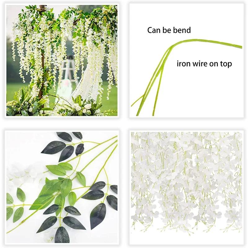 Wisteria Vine Artificial Flowers Wholesale 110cm Trailing Fake Flower String for Home Wedding Party Decor Silk Wisteria Garland