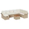Garden Sofa Set with Cushions and Storage 9 Pcs Beige Poly Rattan