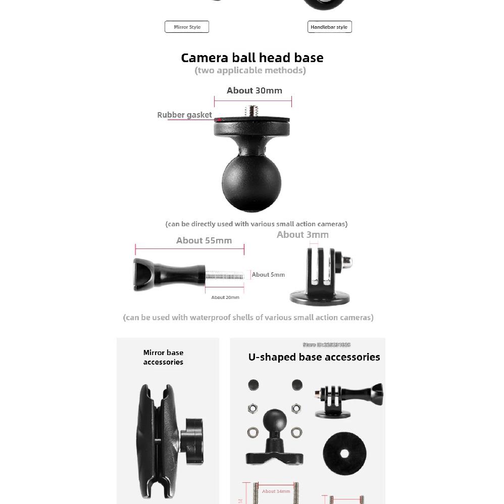 Motorcycle Action Camera Mount Handlebar Holder for GoPro Hero Insta360 DJI Osmo SJCAM Aluminum Alloy Adjustable Clamp