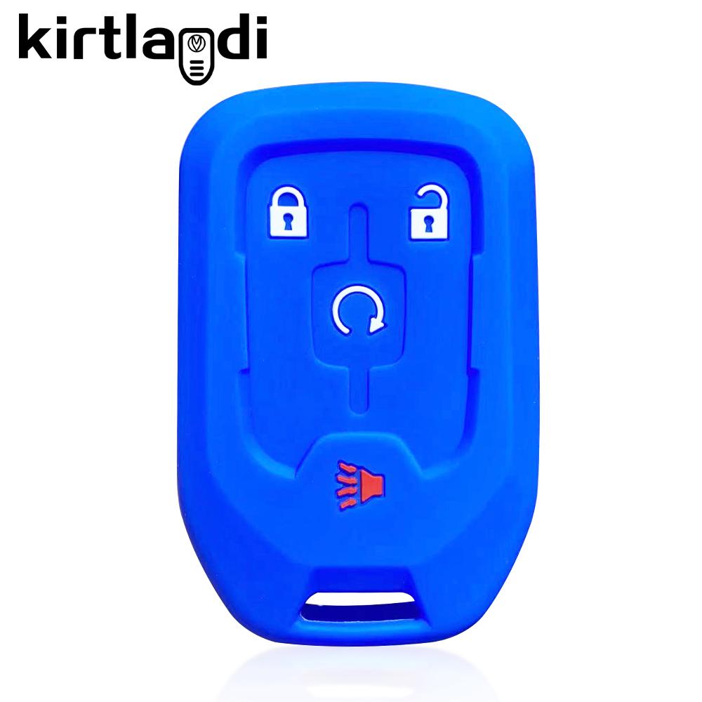 Silicone Car Key Cover Case for GMC Yukon XL Sierra Terrain Acadia for Chevrolet Tahoe 2015-2020 Remote Keyless Holder Keychain