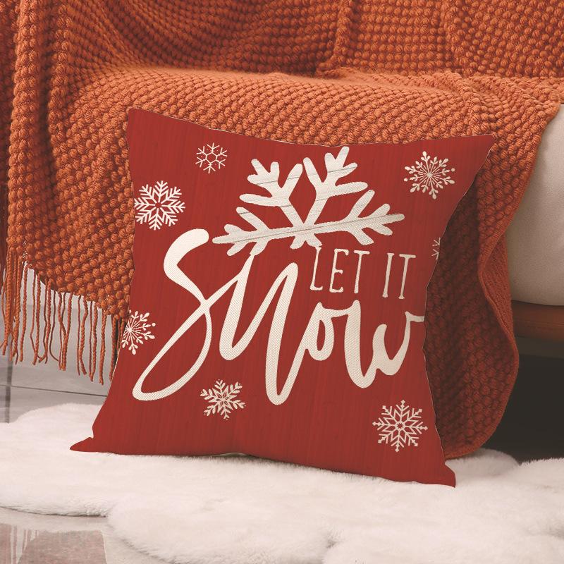 Neuer Weihnachts-Überwurfkissenbezug, Winterthema Dekorativer Kissenbezug, Leinen Bedrucktes Sofakissen