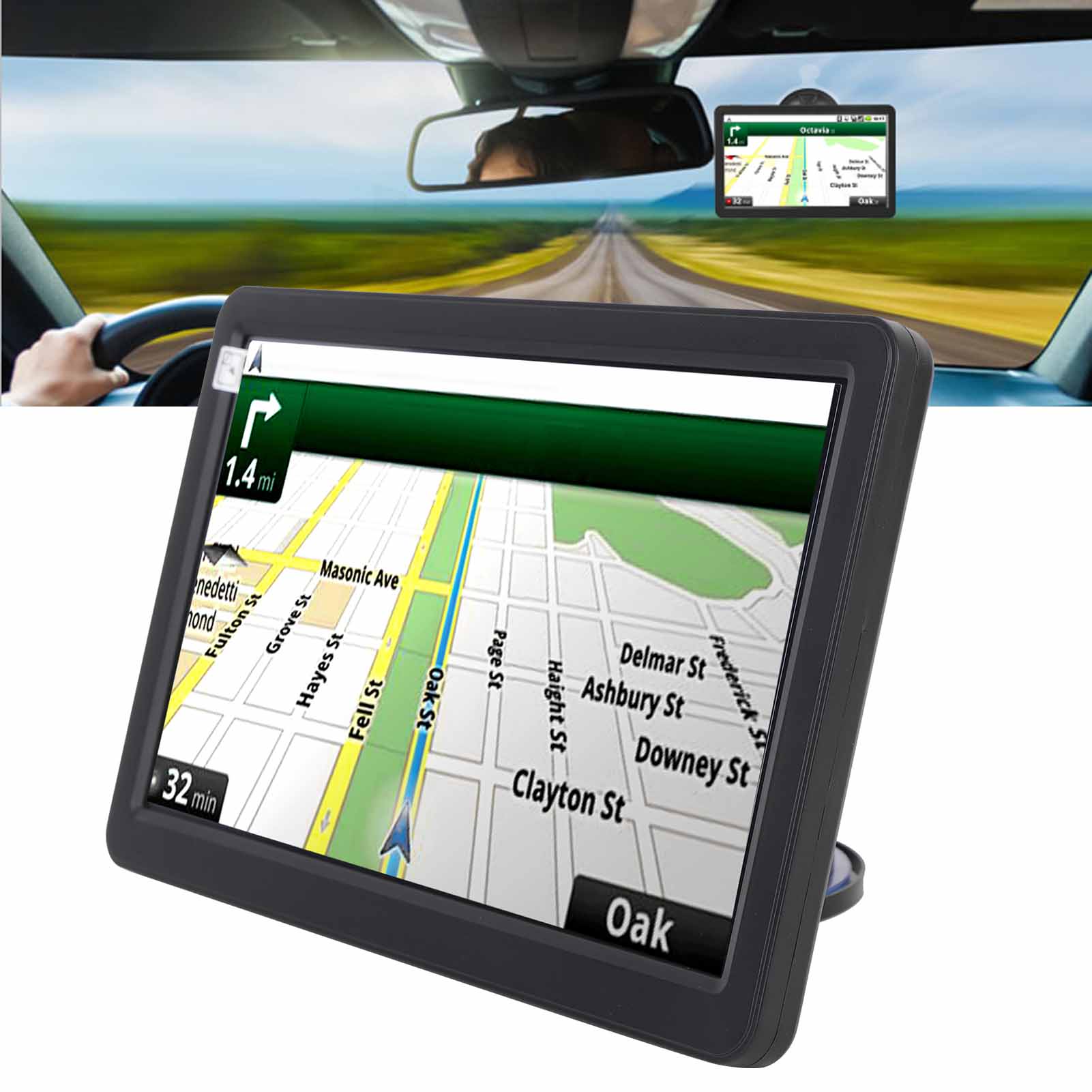 

Автомобільний GPS-навігатор 9 дюймів із сенсорним екраном, голосовим керуванням, поворотом, напрямком, швидкістю, попередженням про червоне світло, GPS-навігаційною системою для вантажівок.