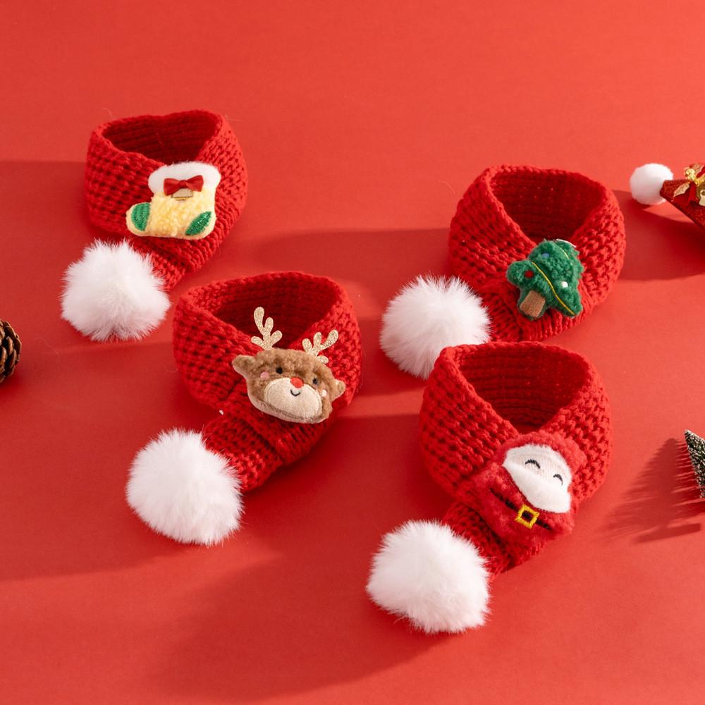Weihnachts-Haustierschal- und Hut-Set mit Cartoon-Rentier für kleine Hunde und Katzen