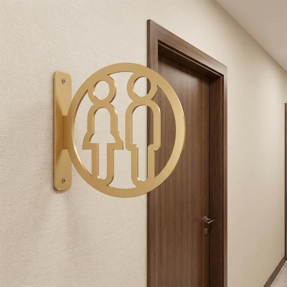 Double-Sided Restroom Guide Detachable Toilet Signs Sleek Finish Washroom Door Sign Schools