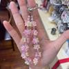 Flower Beaded Mobile Phone Lanyard Crystal Gradient Phone Wrist Lanyard  DIY Hanging Pendant