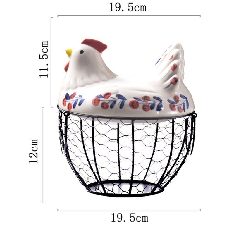 Rustic Kitchen Organizer-Farmhouse Hen-Shaped Egg Basket- Egg Holder With Lid For Fruits/Veggies
