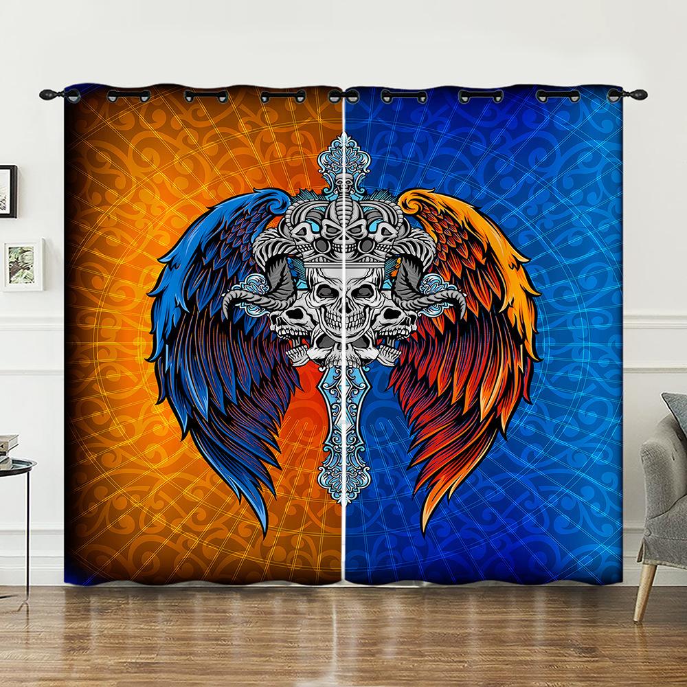 Curtains Skull Rose Magic Curtains Bedroom Living Room Blackout Curtain Perforated
