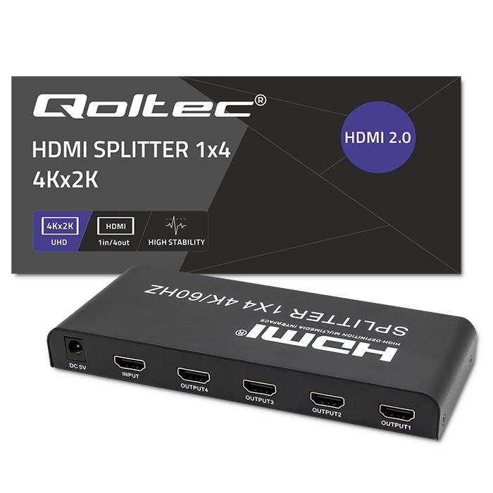 Qoltec Active Splitter 4 X HDMI 4K X 2K | 6Gb/s | 60Hz | High Stability