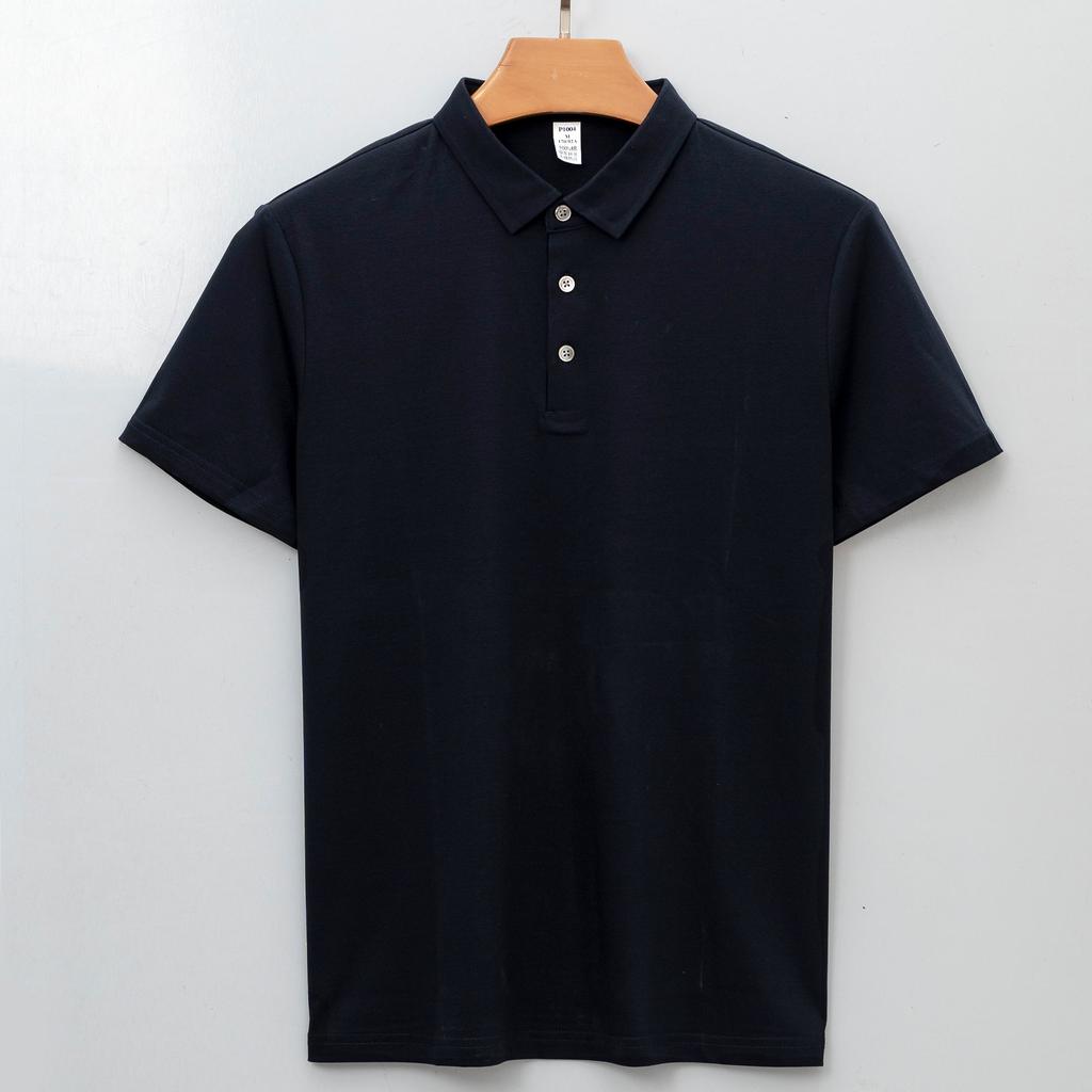 120-count Double-sided Mercerized Cotton Short-sleeve Wrinkle-free Long-staple Cotton T-shirt Heat-pressed Seamless Collar for Men Minimalist Tops
