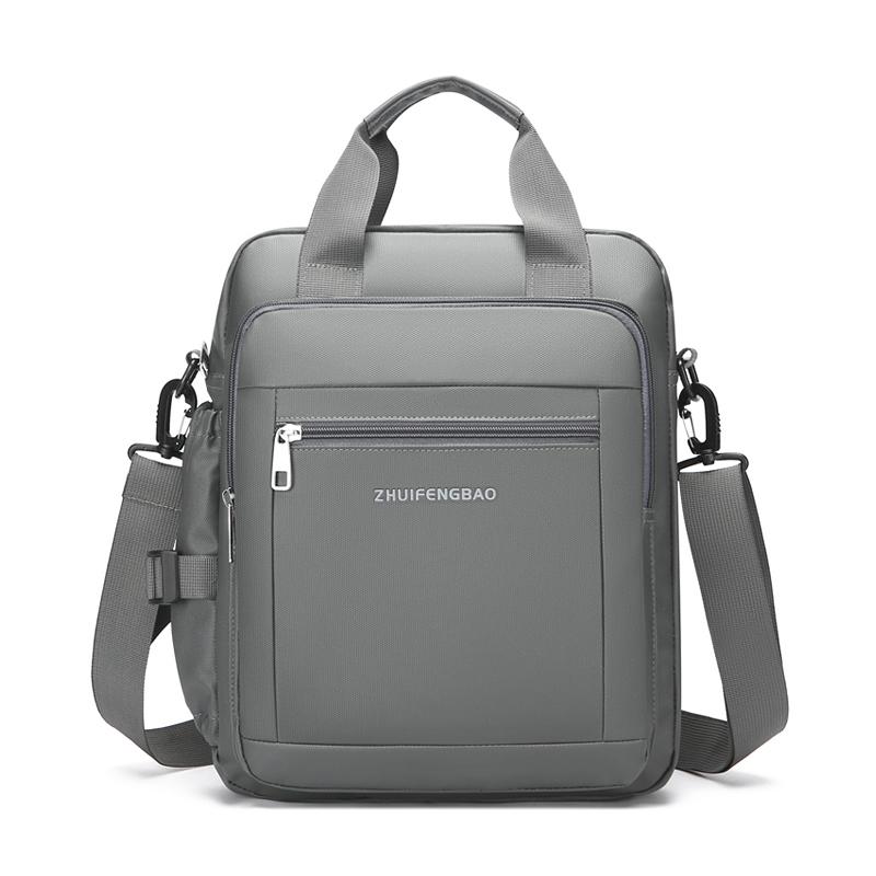 

Деловая повседневная сумка для мужчин Минималистичная Вместительная Водонепроницаемая Сумка через плечо Дизайн с багажным ремнем Прочные сумки кросс-боди серый