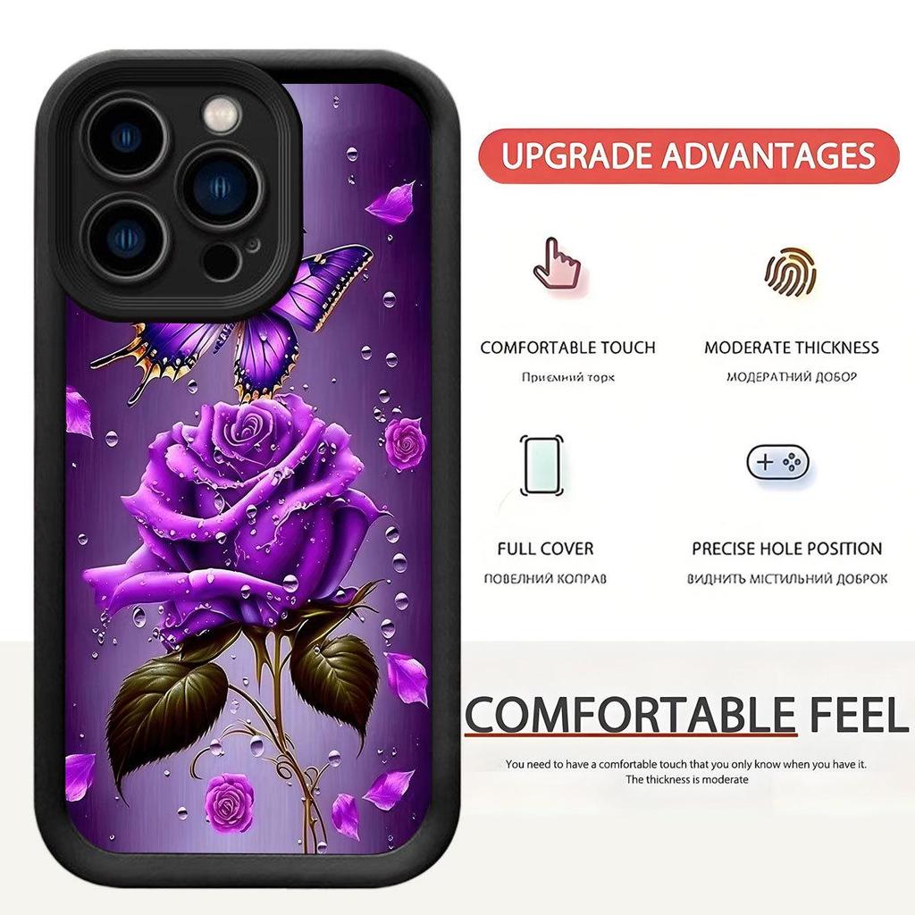 Purple Rose Black Staircase Phone Case for iPhone 15/16/17 Pro Max - Protective and Stylish