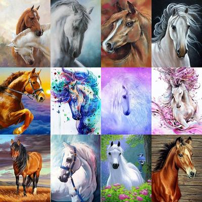 Pittura con Diamanti 5D Completa Cavallo al Galoppo Fai da te Ricamo con Diamanti Mosaico di Diamanti Kit Punto Croce Decorazione per la Casa Regalo